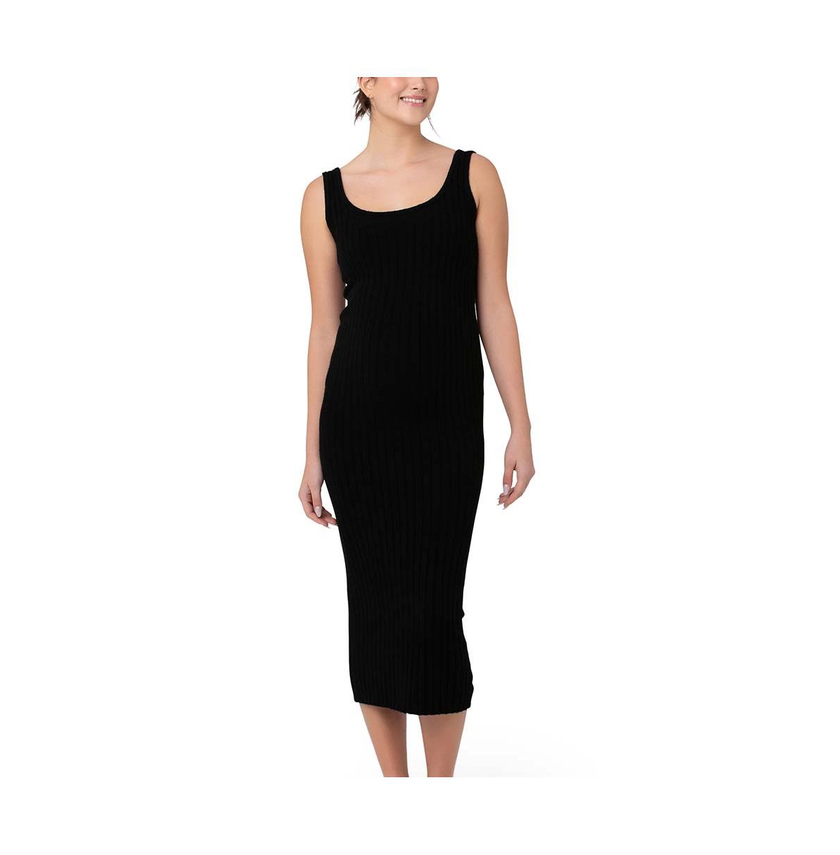 Ripe Maternity Maternity Ripe Faye Nursing Rib Knit Dress- Black