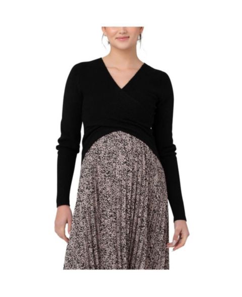 Чёрный вязаный топ для кормления Ripe Maternity Willa с перекрёстным вырезом