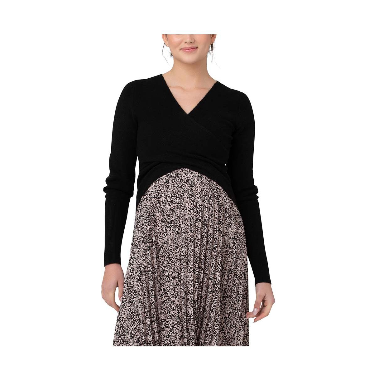 Ripe Maternity Maternity Ripe Willa Cross Front Nursing Knit Top- Black