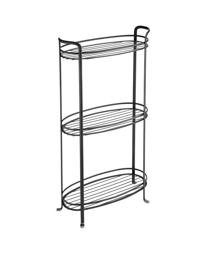 mDesign Vertical Standing Bathroom Shelving Unit Tower with 3 Baskets