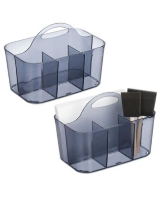 mDesign Plastic 4 Compartment Craft and Sewing Supplies Organizer, 2 Pack,  Clear