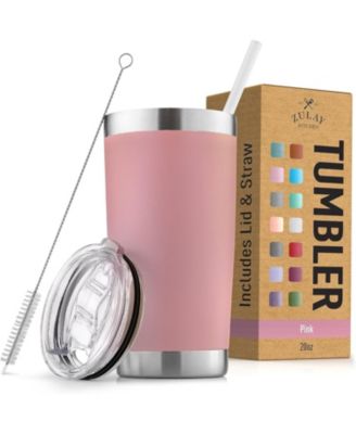 20oz Stainless Steel Tumbler With Lid and Straw - Sweat-Free Travel Coffee Mug Tumbler Cups