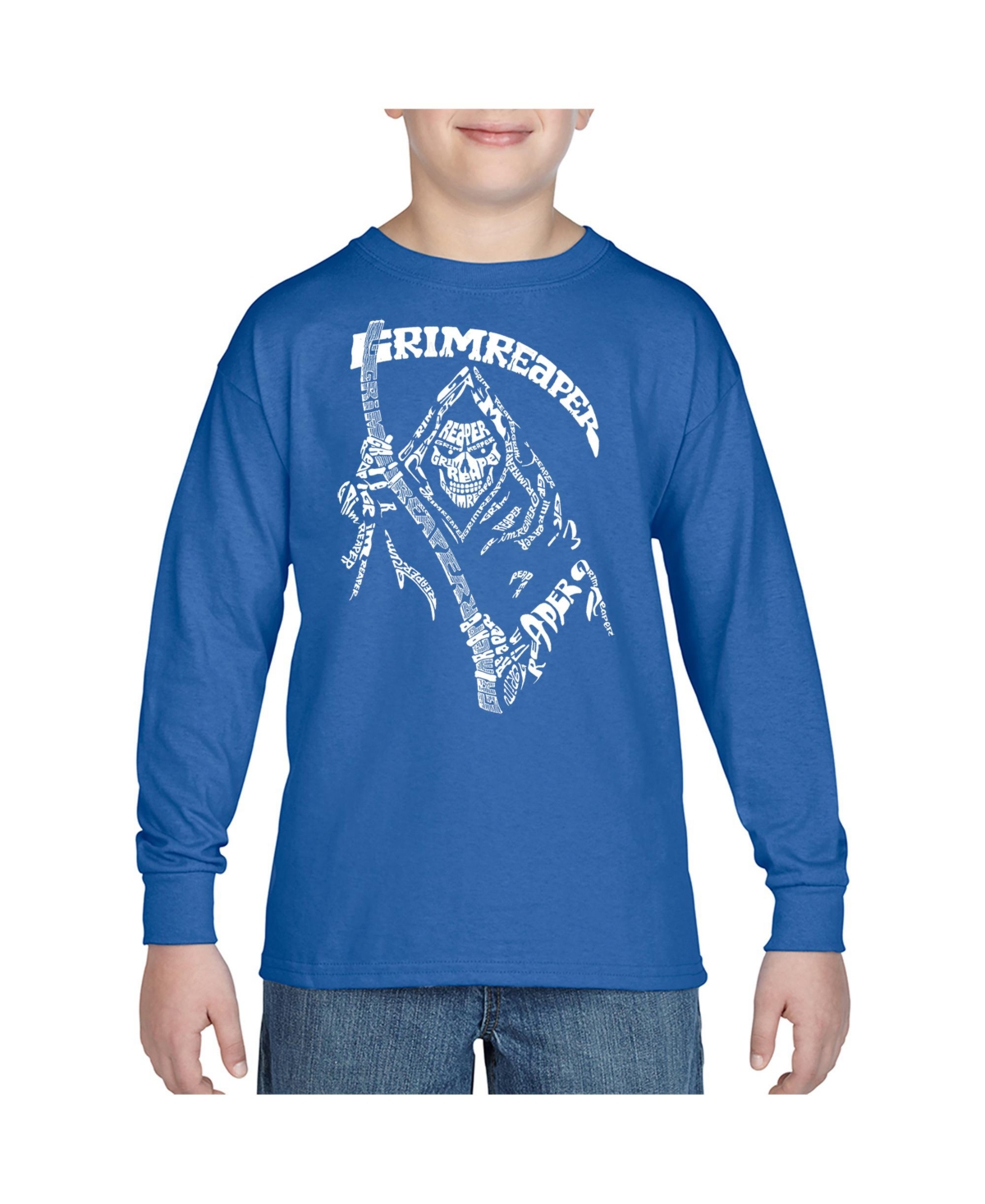 Boy's Child Word Art Long Sleeve - Grim Reaper T-shirt