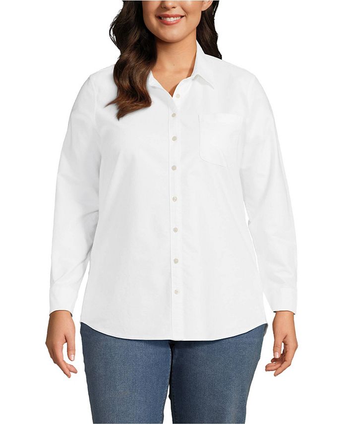 Lands' End Plus Size Oxford Long Sleeve Shirt Macy's