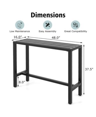 Outdoor Metal Bar Table 48'' Patio Rectangular Counter Height Dining Table