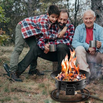 Portable Fire Pit Outdoor 58,000 BTU Propane Patio Lava Rocks Camping Events