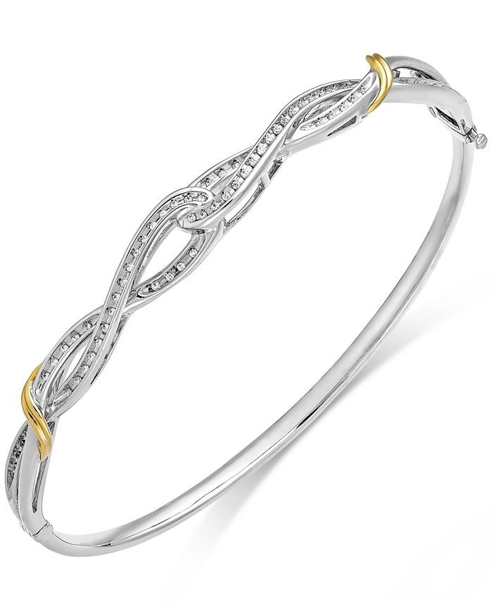 Macy's Diamond Twist Bangle Bracelet in 14k Gold and Sterling Silver (1
