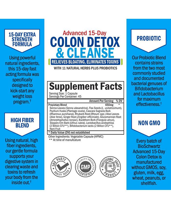 BioSchwartz Colon Cleanser & Detox for Weight Loss 15 Day FastActing
