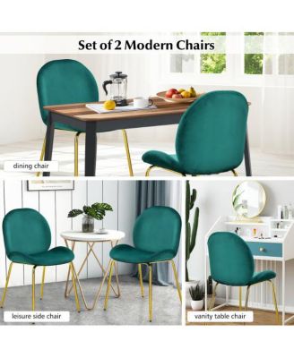 Set of 2 Velvet Accent Chairs with Gold Metal Legs