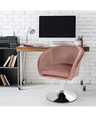 360-Degree Swivel Accent Chair with Round-Back and Chrome Frame for Makeup