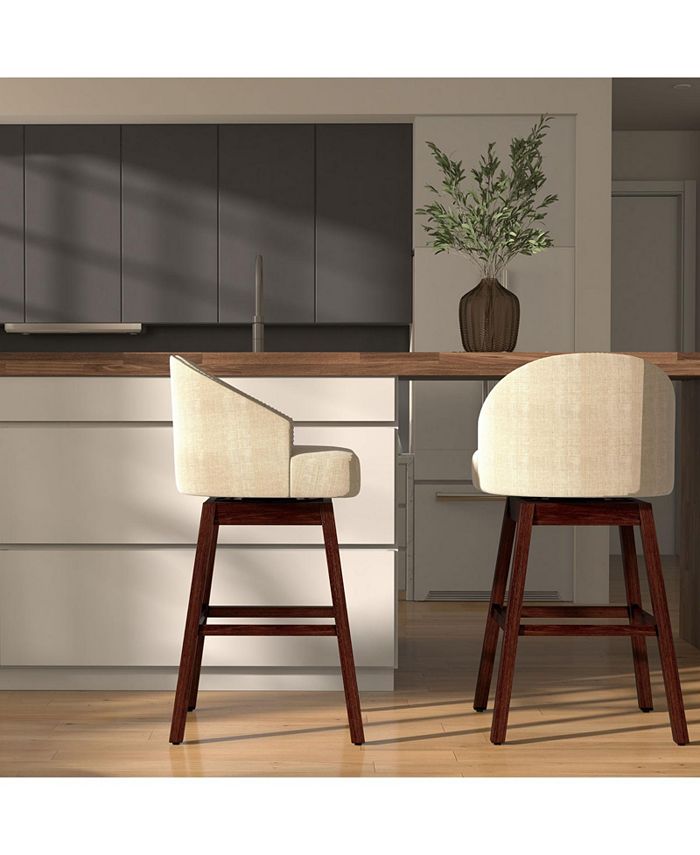 Slickblue Set of 2 Swivel Bar Stools with Rubber Wood Legs and Padded