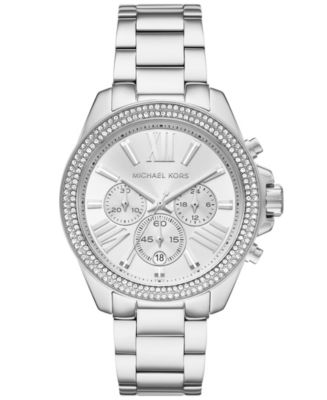 Michael Kors Women's Wren Chronograph Silver-Tone Stainless Steel Watch  42mm - Macy's