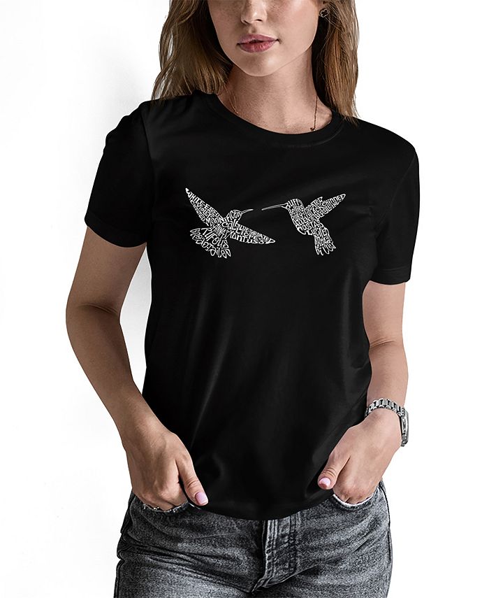 LA Pop Art Women's Hummingbirds Word Art Short Sleeve T-shirt - Macy's
