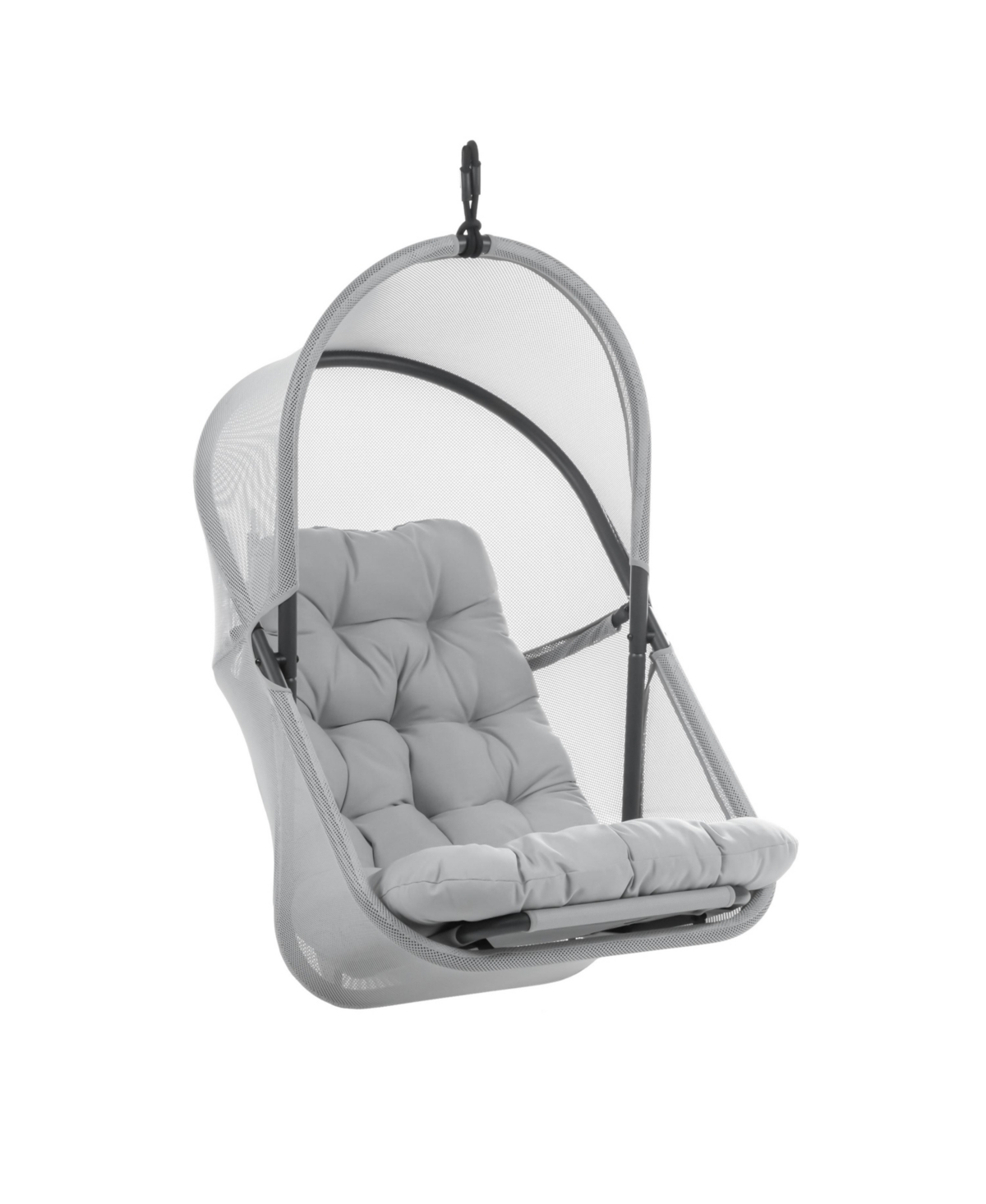 Furniture Of America 46" Mesh Foldable Swing Chair With Canopy High Back Cushion No Stand In Light Gray
