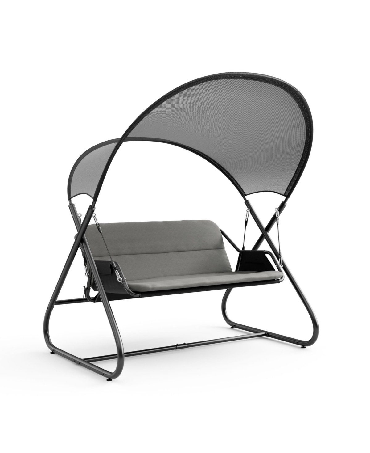 Furniture Of America 74.75" Steel Swing Bench With Mesh Canopy Cushions In Black