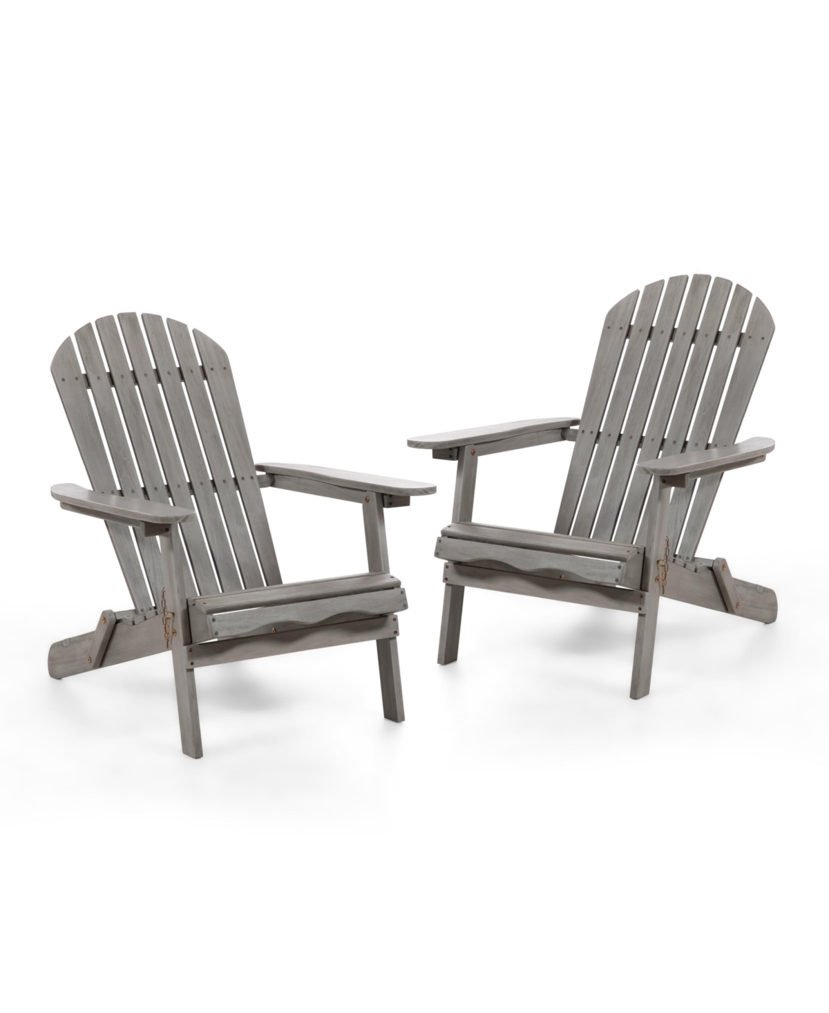 Furniture Of America 2 Piece Outdoor Eucalyptus Wood Folding Adirondrack Chairs In Gray