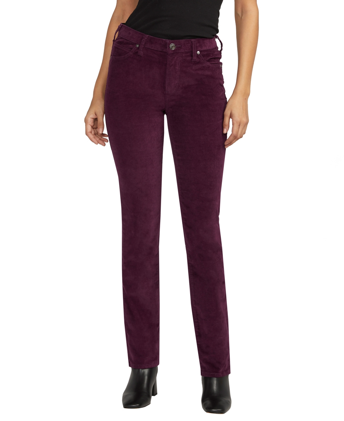 Jag Plus Size Ruby Mid Rise Straight Leg Pants In Sangria