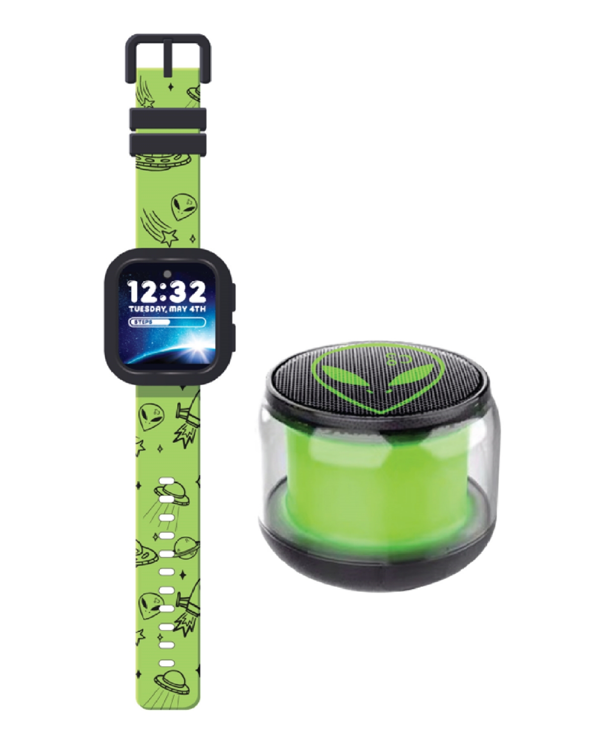 Playzoom Kids' V3 Boys Green Silicone Smartwatch 42mm Gift Set