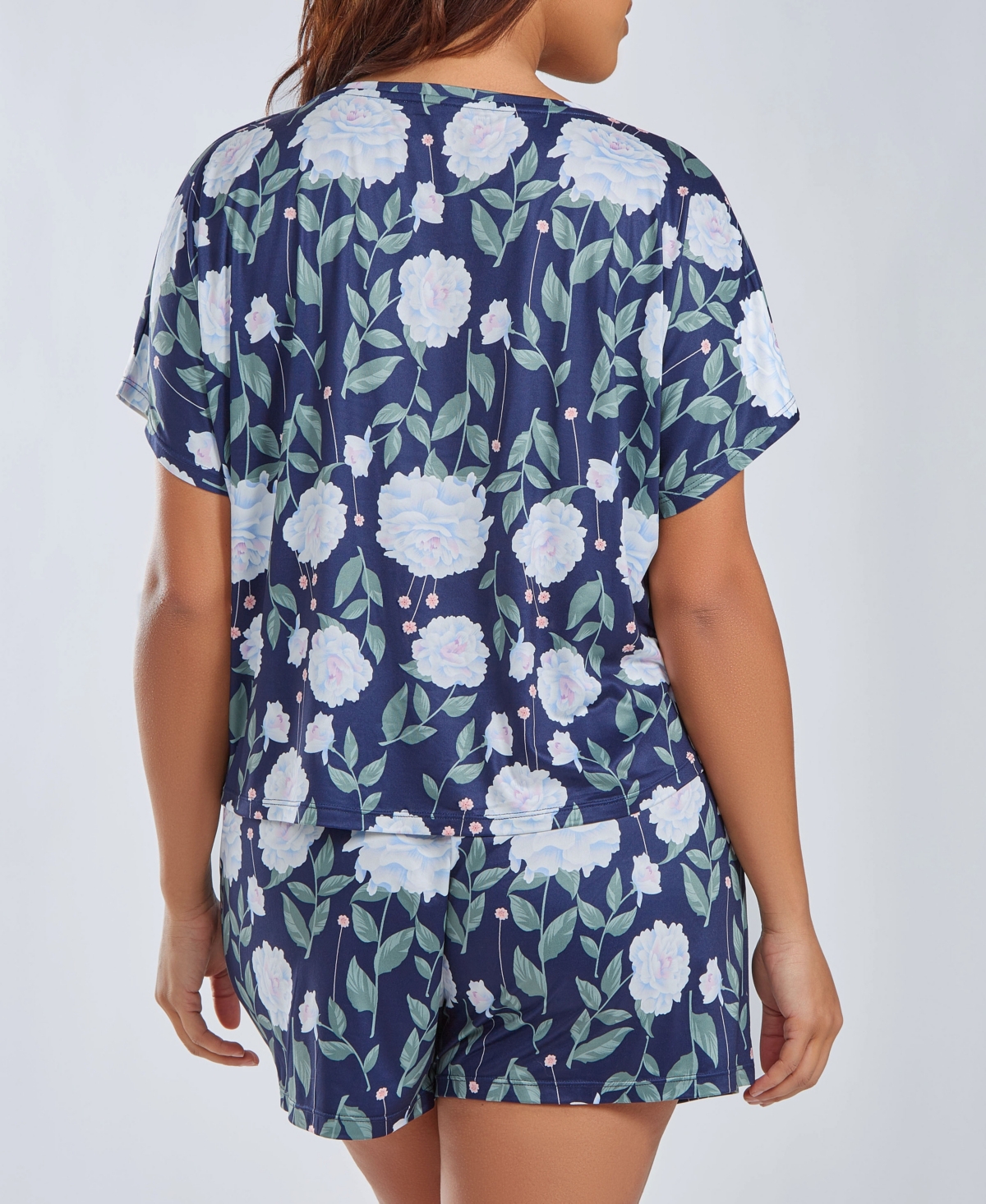 iCollection Plus Size Ultra Soft 2 Piece Top and Shorts Pajama Set