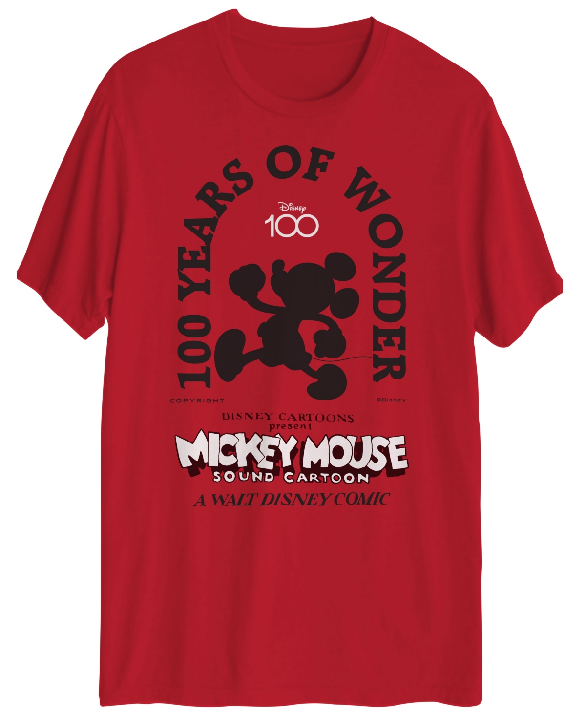 Hybrid Men's Mickey Mouse Disney 100 Short Sleeve T-shirt In Red