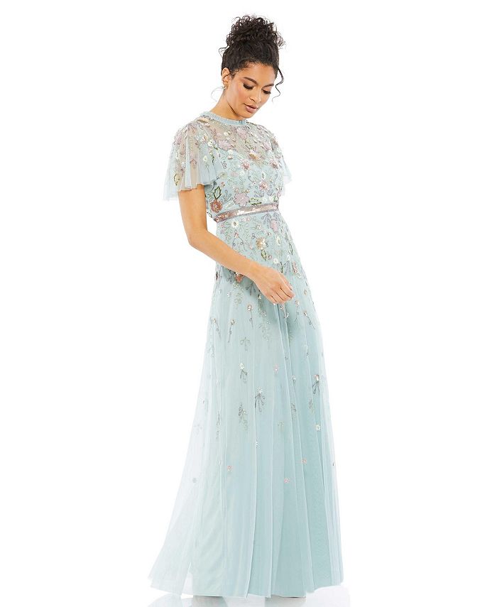 Mac Duggal Women s Women s Embellished High Neck Butterfly Sleeve