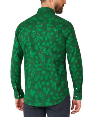 Men's Bright Berry Shirt - Perfect For Christmas - Xmas Parties - Including 1 Button-Up Shirt - Green - Long sleeve