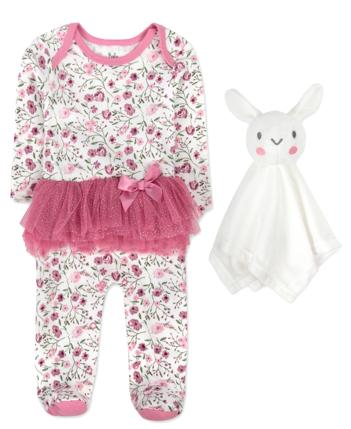 Baby Essentials Baby Girls Footed Coverall With Lovey Set In Lilac