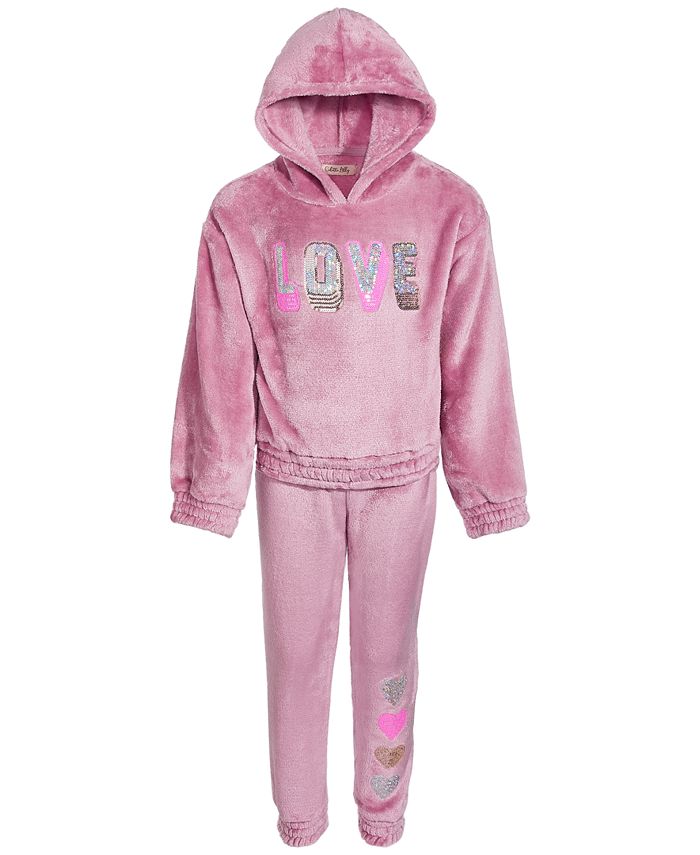 Colette Lilly Little Girls Cozy Pullover Hoodie & Jogger Pants Set - Macy's