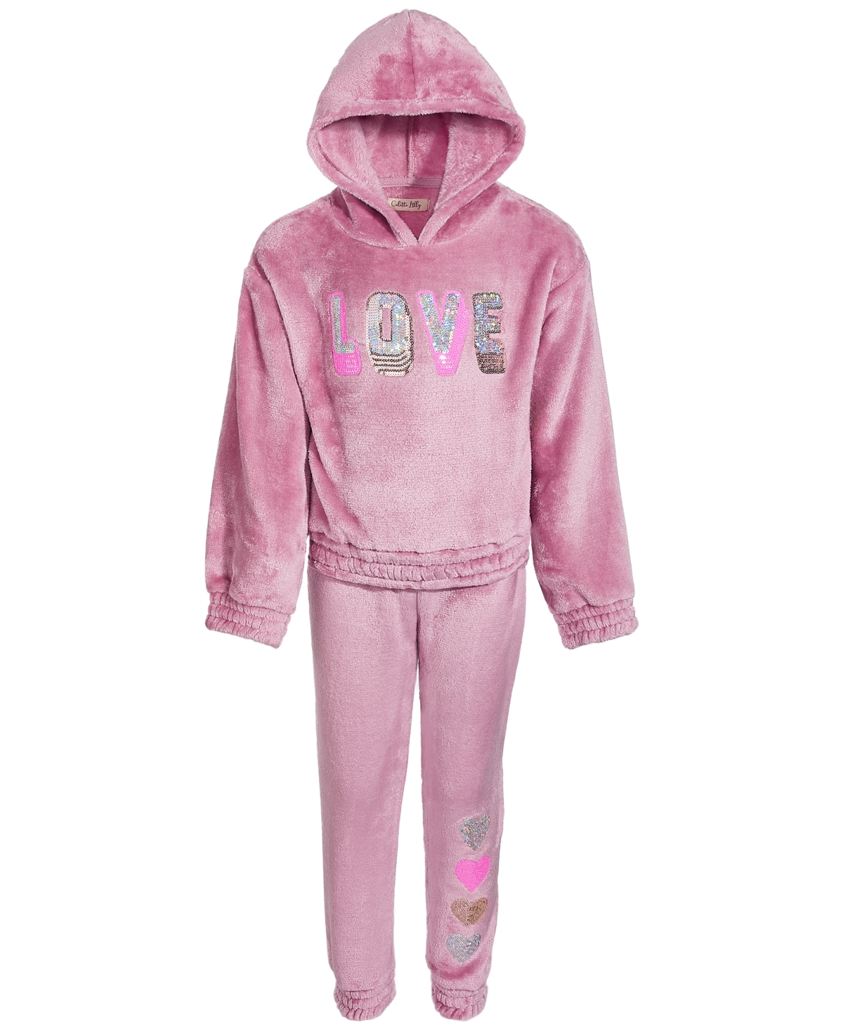 Colette Lilly Kids' Little Girls Cozy Pullover Hoodie & Jogger Pants Set In Heather Rose