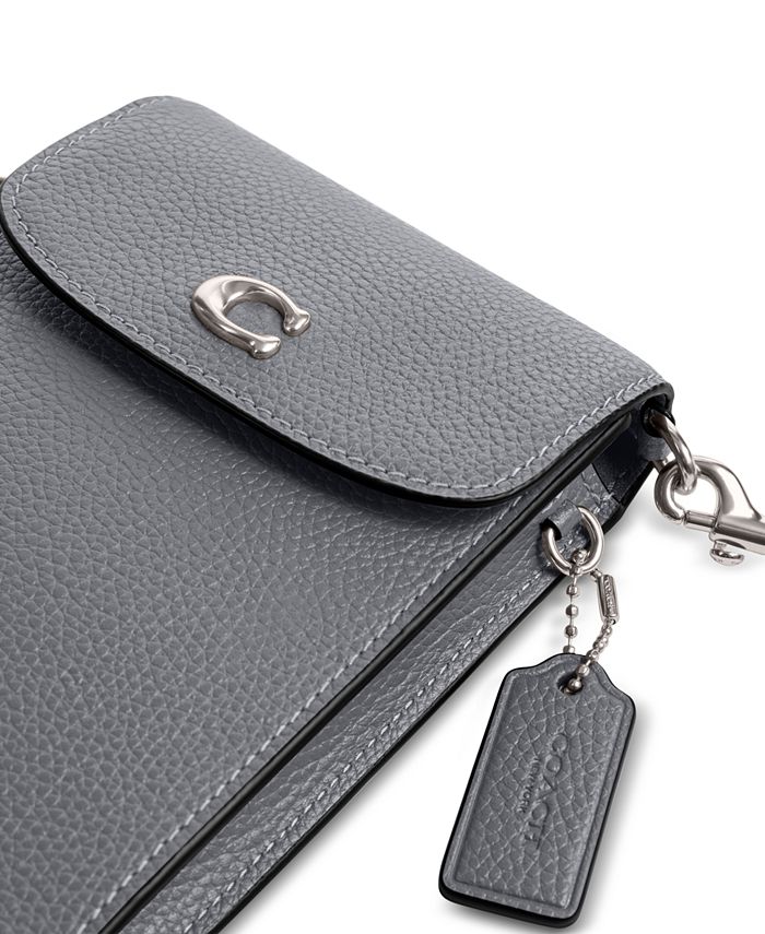 Coach Polished Pebble Leather C Phone Crossbody, Black: Handbags