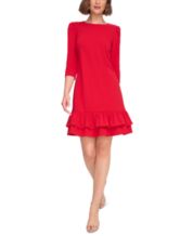 A-line Built in Bra Dress Women Red Printed Jersey Size M/L - Pepper Tree  London