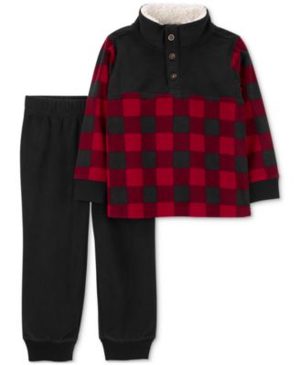 Carter's Baby Boys Buffalo-Check Fleece Jacket and Jogger Pants, 2