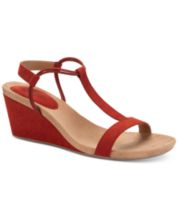 Macy's red wedge shoes 2025