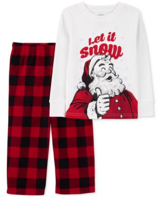 Carter's - Toddler Santa Top and Fleece Buffalo-Check Pajama Pants, 2 Piece Set