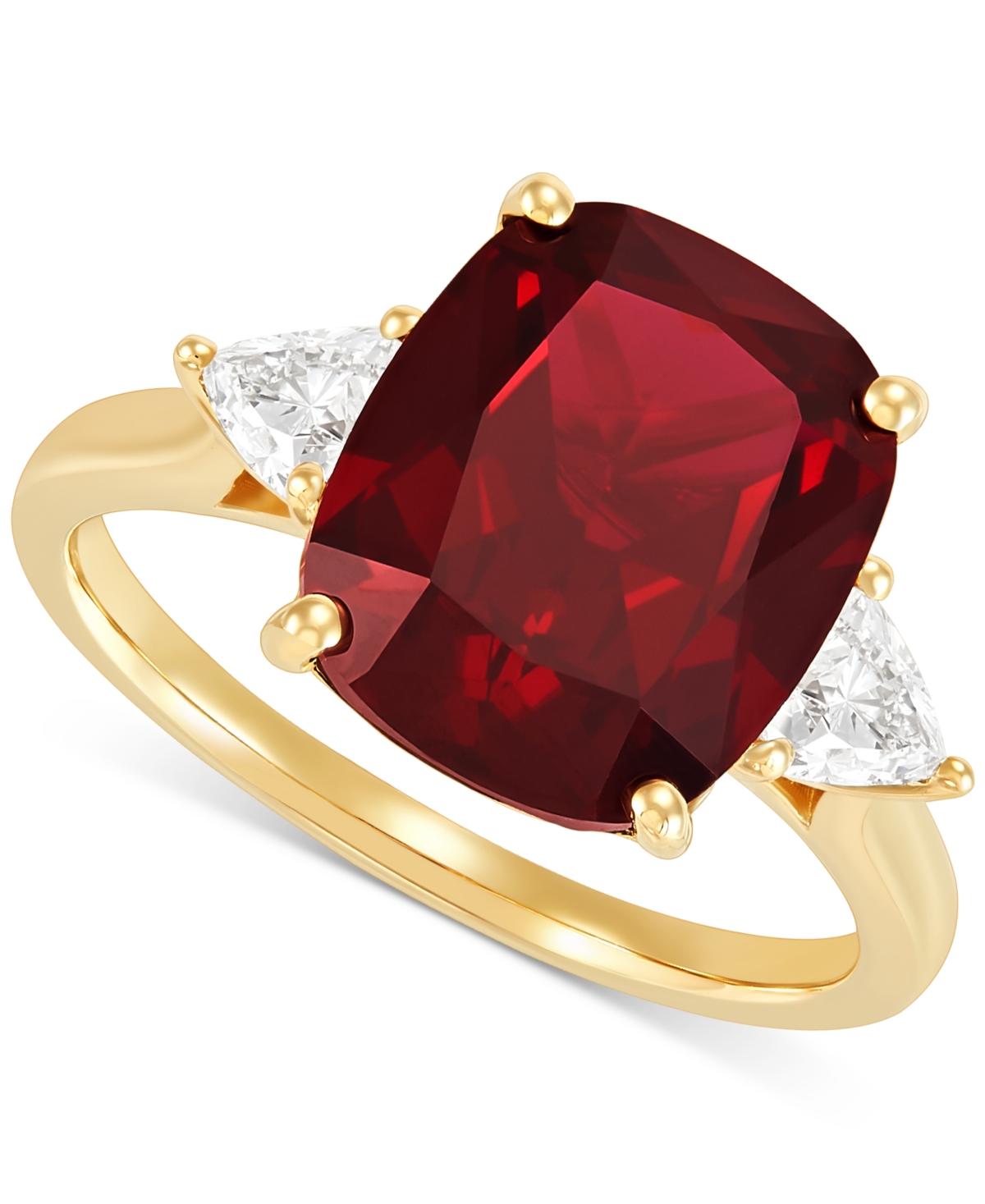 Lab Grown Ruby (7-1/4 ct. t.w.) & Lab Grown Diamond (3/8 ct. t.w.) Statement Ring in 14k Gold - Ruby