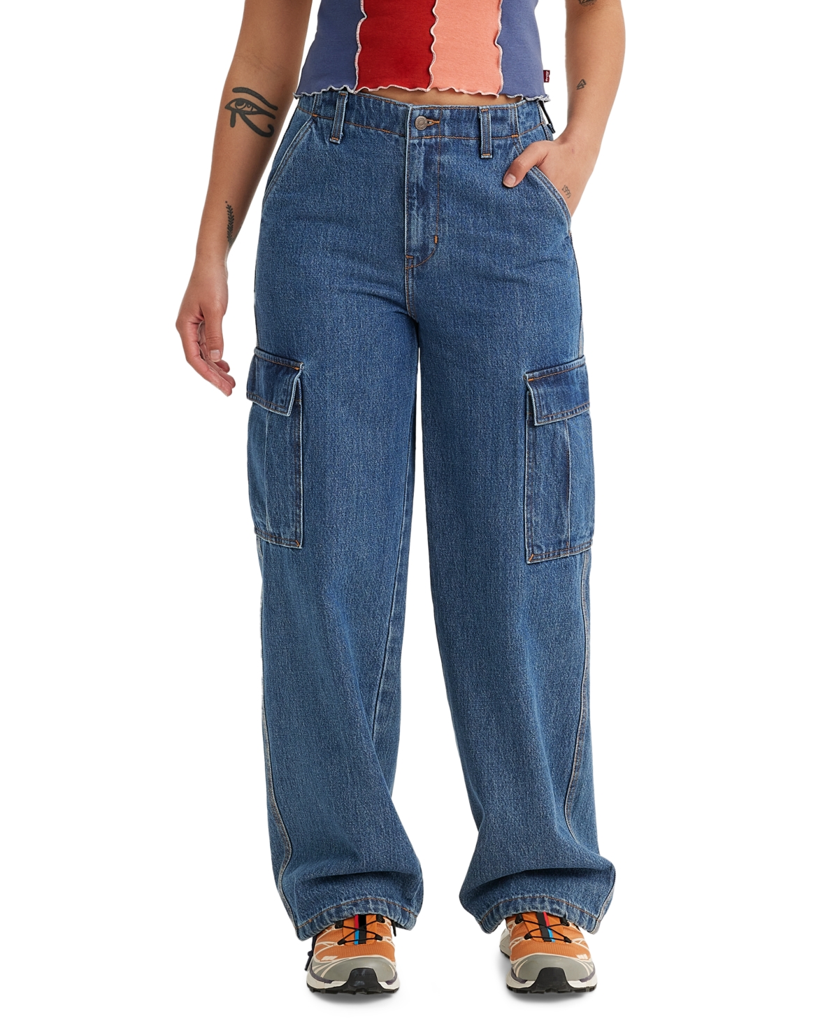 Shop Levi's Women's '94 Baggy High Rise Cargo Jeans In Im Never Wrong Stone