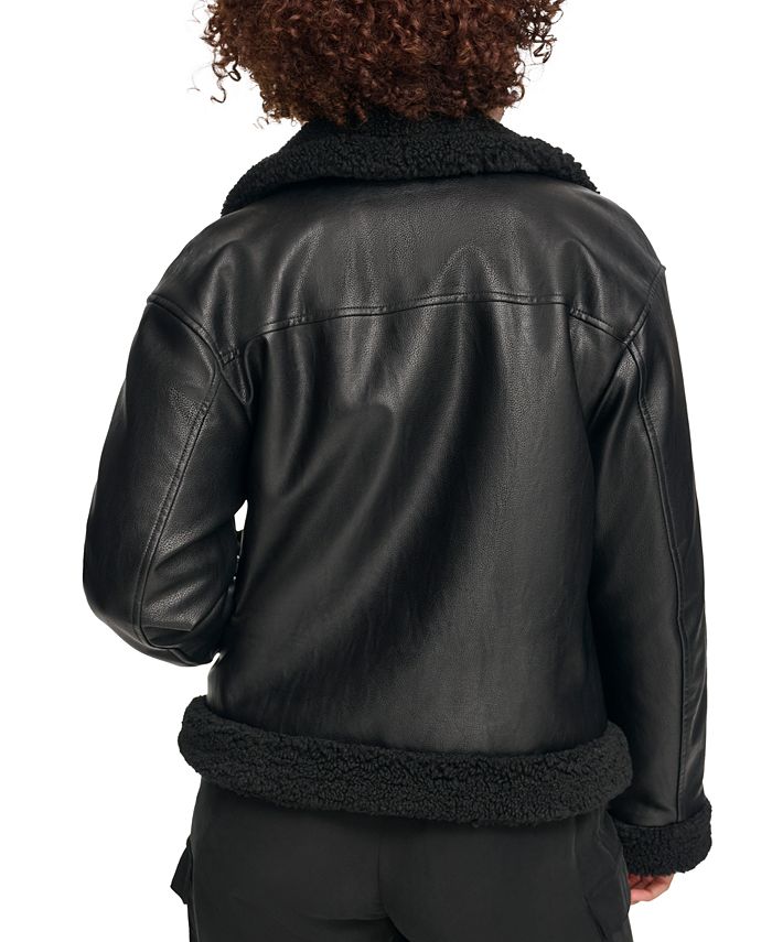 Levi's Women's Faux Shearling Asymmetrical Moto Jacket - Macy's