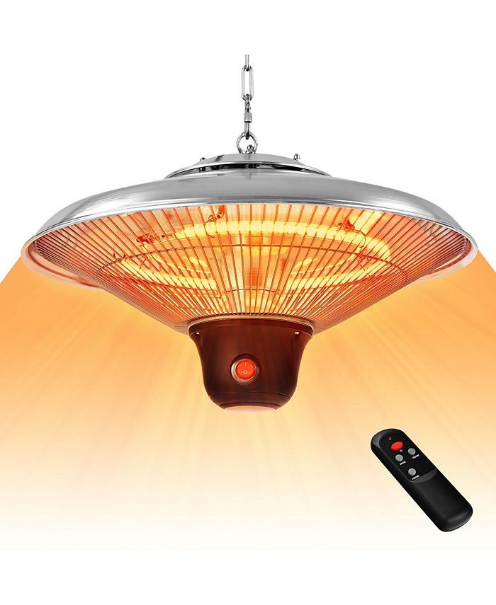 Costway 1500W Electric Hanging Heater Ceiling Mounted Infrared Heater w/Remote Control