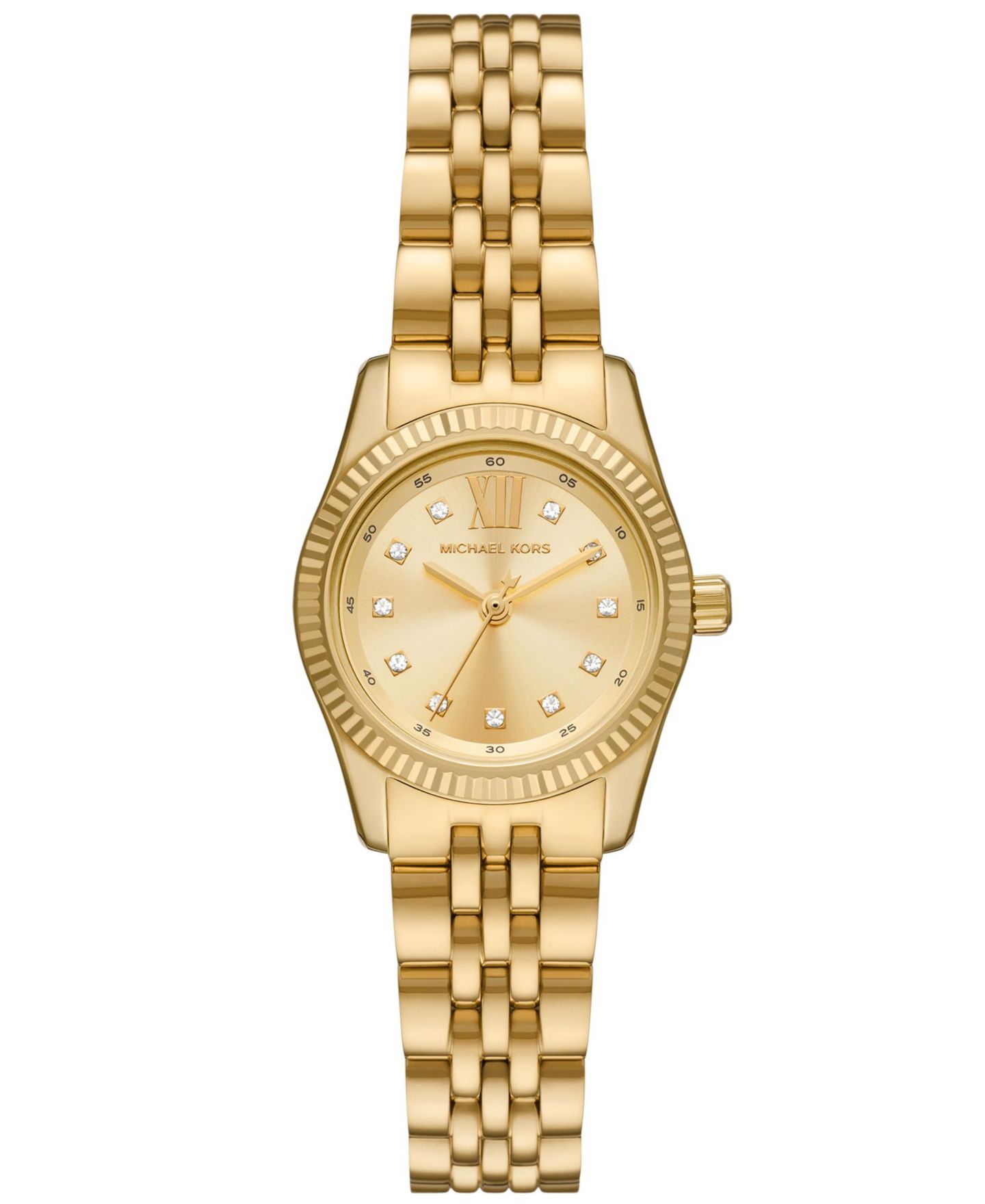 Женские часы Michael Kors Lexington Three-Hand Gold-Tone Stainless Steel Watch 26mm — фото 1