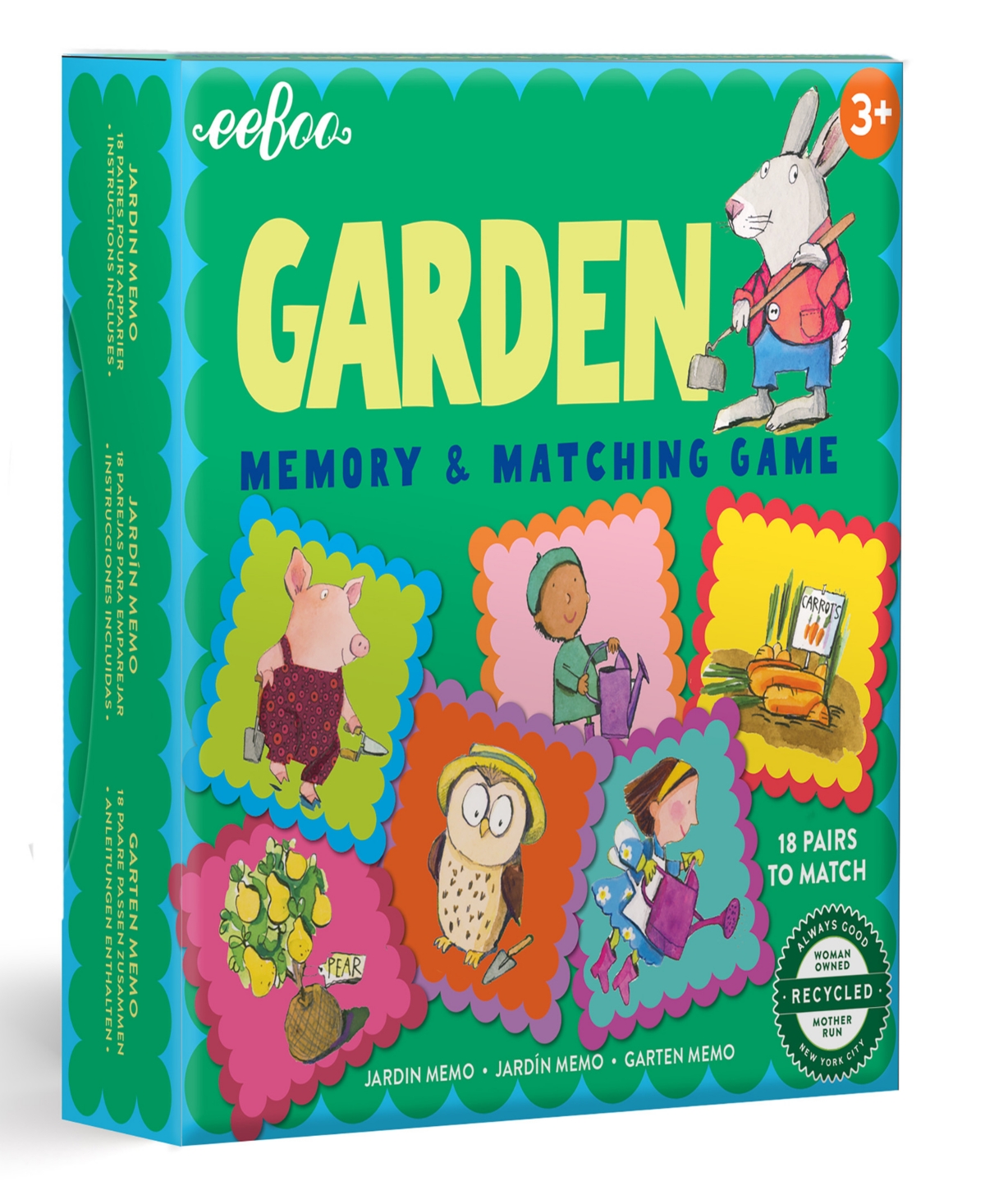 Eeboo Kids' Garden Little Square Memory Game In Multi