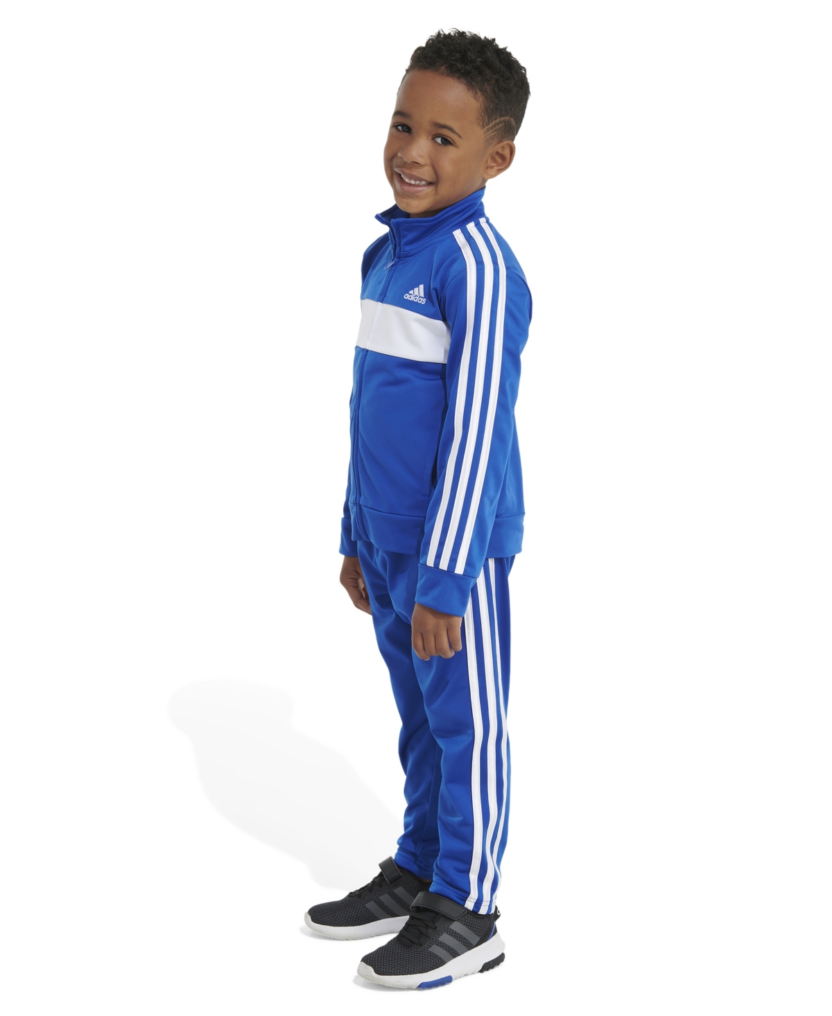 Shop Adidas Originals Little Boys Essential Tricot Jacket And Pant, 2 Piece Set In Team Royal Blue