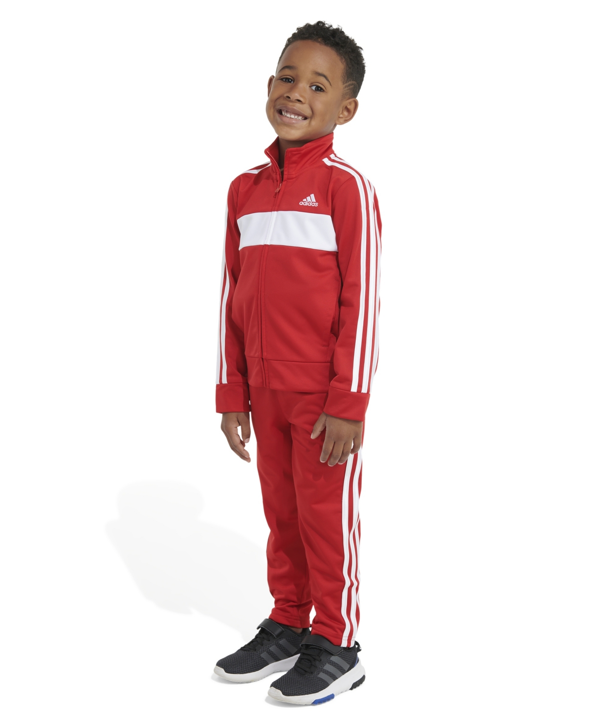 Adidas Originals Kids' Little Boys Essential Tricot Jacket And Pant, 2 Piece Set In Better Scarlet