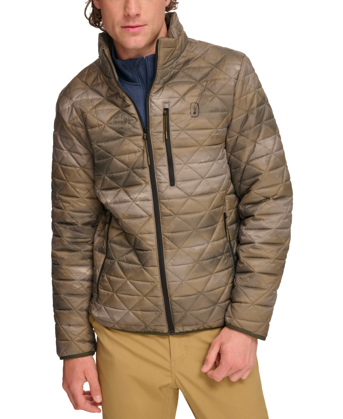 Bass Outdoor Men's Delta Diamond Quilted Packable Puffer Jacket In Olive Mirage