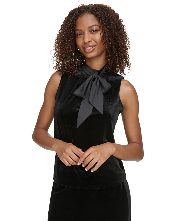 Tie neck deals dress black