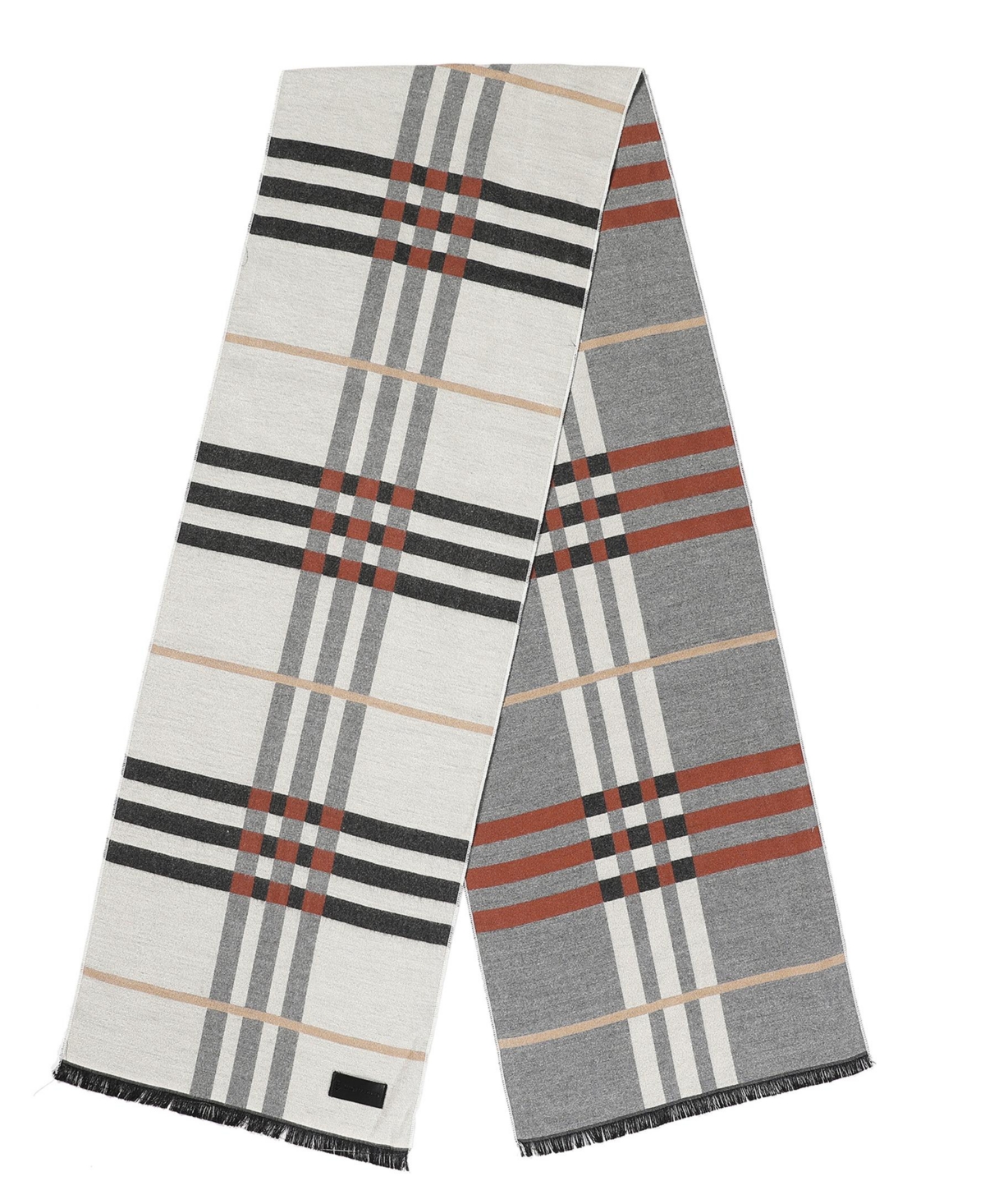 Women's Cashmere Feel, 100% Cotton Fashion Winter Scarf - Gray brown lines