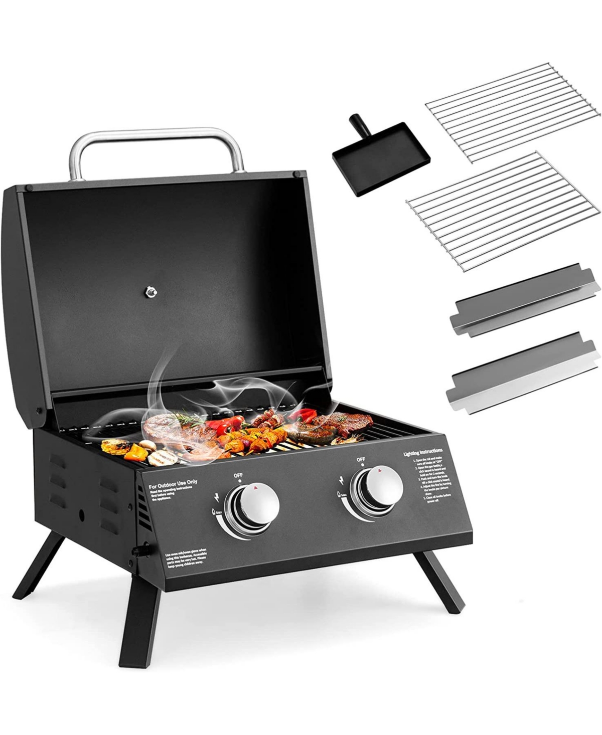 Stainless steel Propane 20000 Btu Gas Grill - Silver