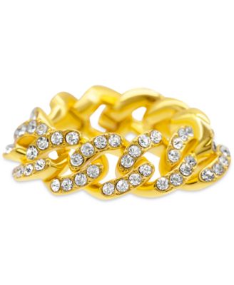 ADORNIA - 14k Gold-Plated Pav&eacute; Curb Chain Flexible Ring