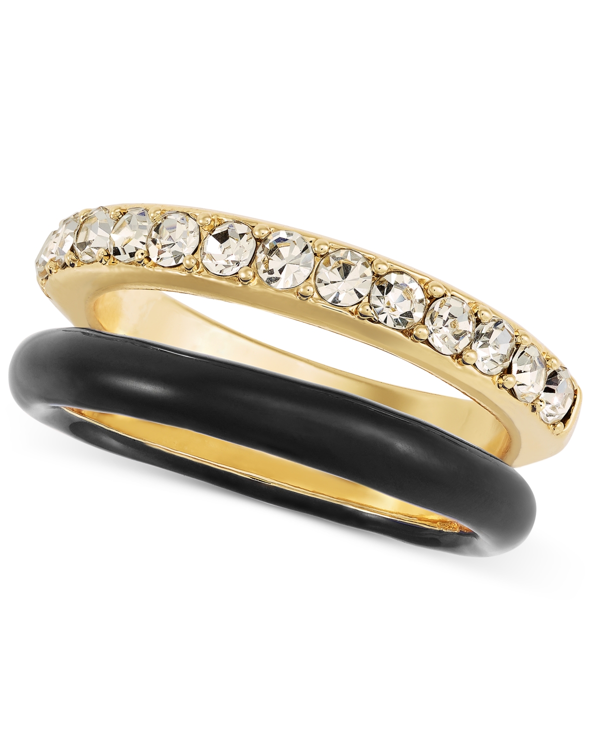 On 34th Gold-tone 2-pc. Set Pave & Color Stack Rings, Created For Macy's In Black