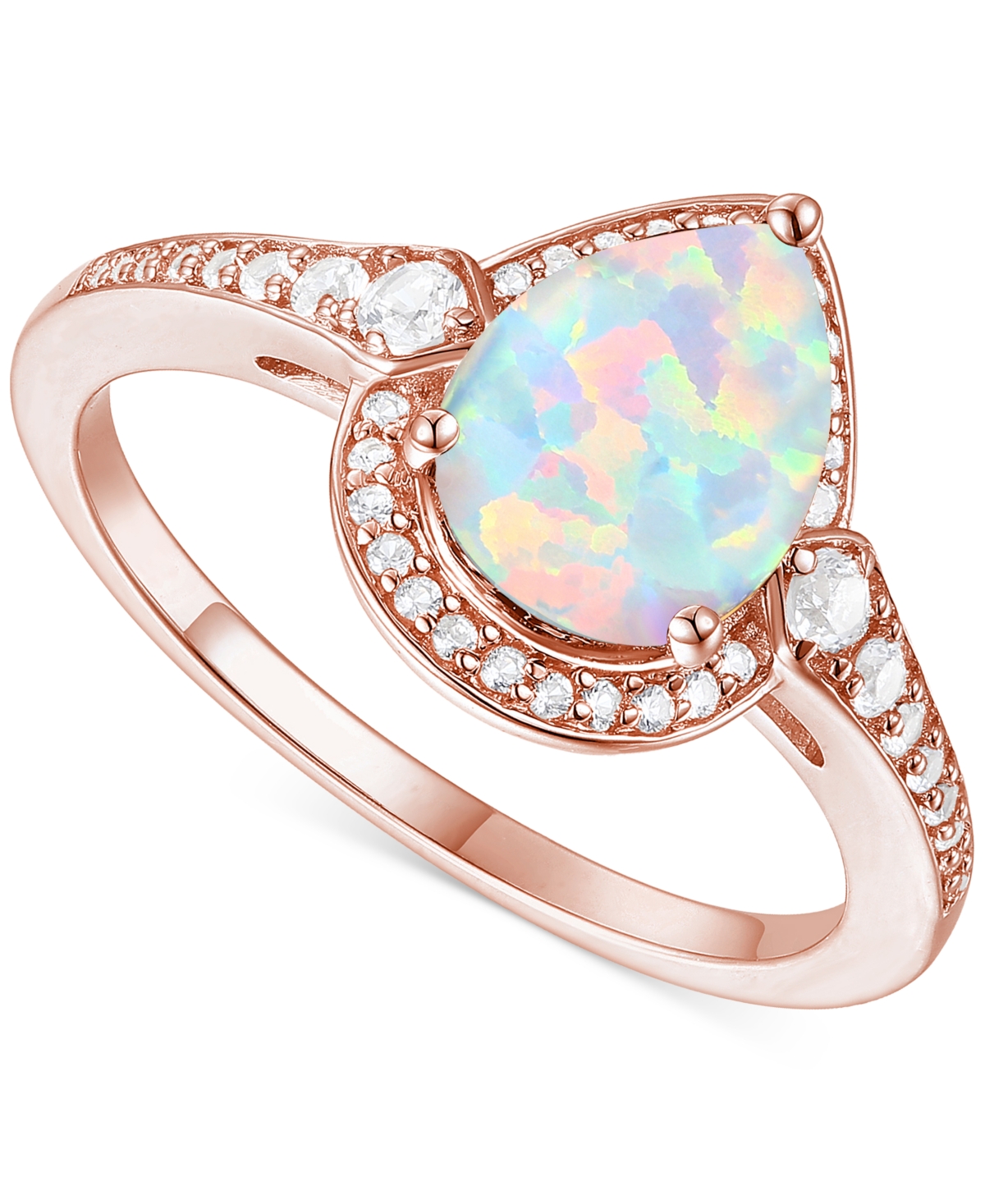Macy's Amethyst (1-1/3 Ct. T.w.) & Lab-grown White Sapphire (1/4 Ct. T.w.) Halo Ring In 14k Gold-plated Ste In Opal
