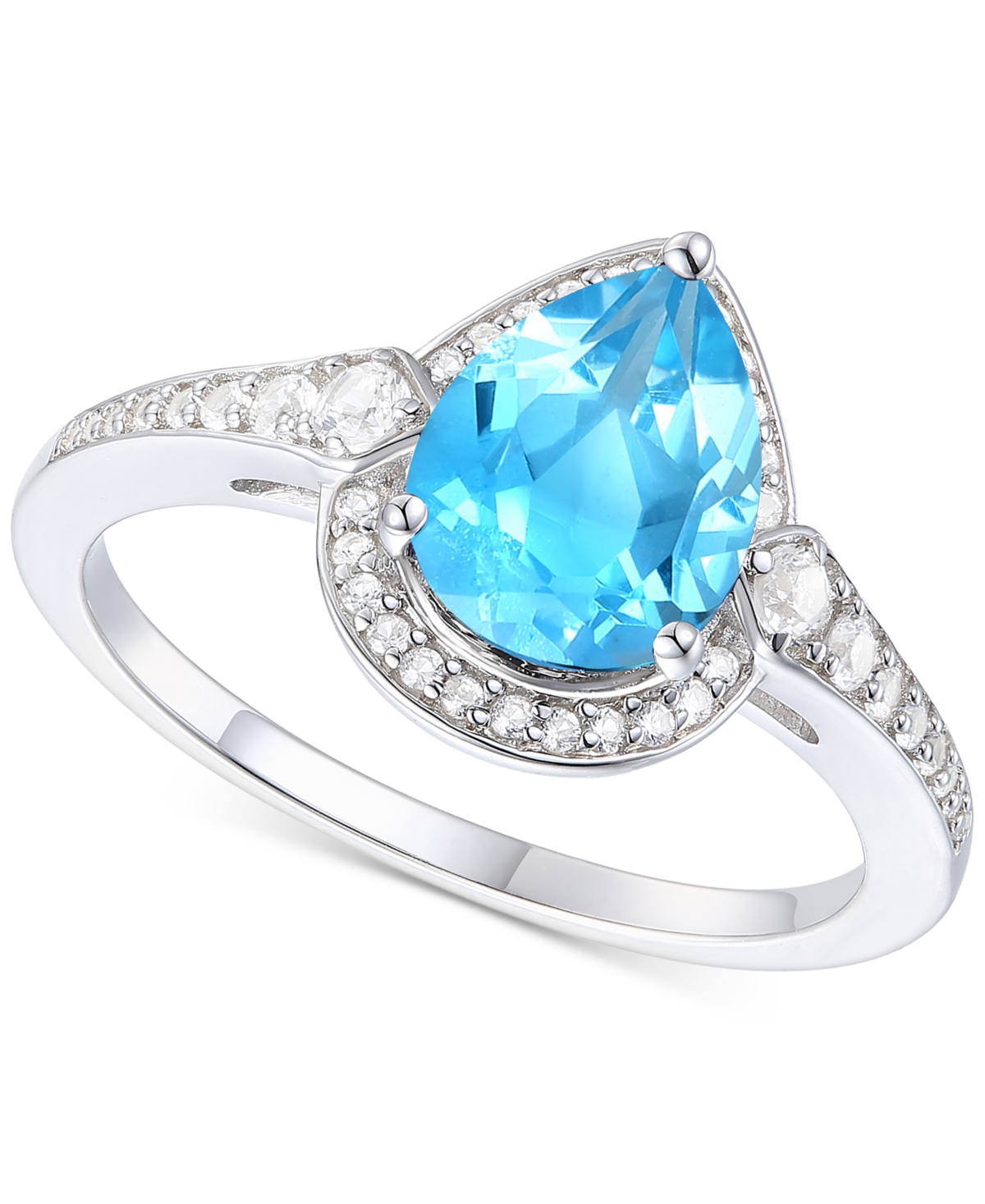 Macy's Amethyst (1-1/3 Ct. T.w.) & Lab-grown White Sapphire (1/4 Ct. T.w.) Halo Ring In 14k Gold-plated Ste In Blue Topaz